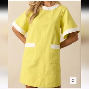LOVE WEDNESDAY Yellow/White Mini Shift Dress New With Tags
